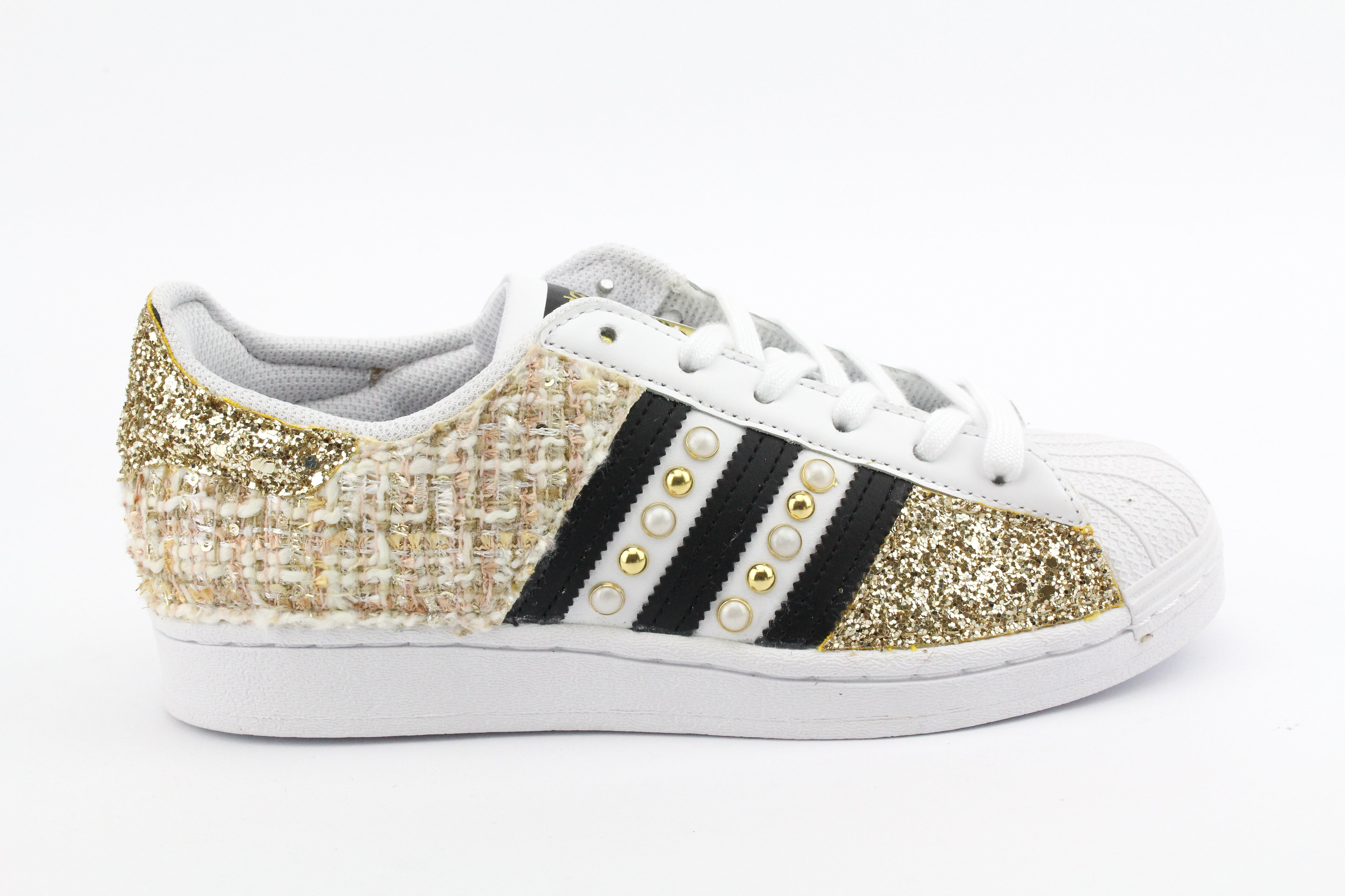 Adidas Superstar Gold Tweed Glitter &amp; Studs