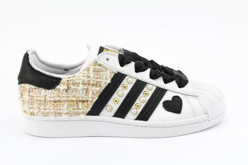 Adidas Superstar Gold Tweed Perle & Lacci Raso