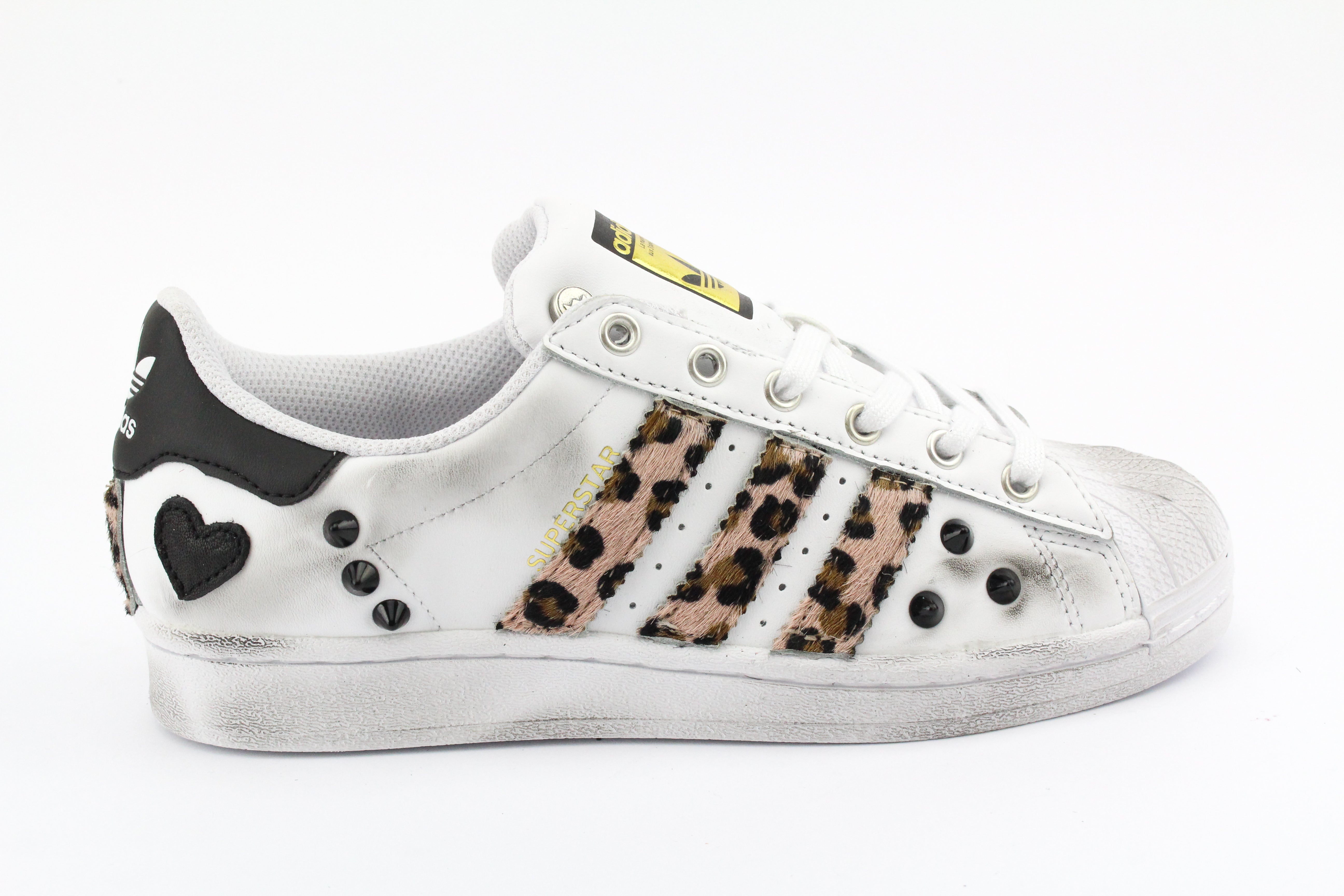 Adidas Superstar Spotted Pink Studs &amp; Heart