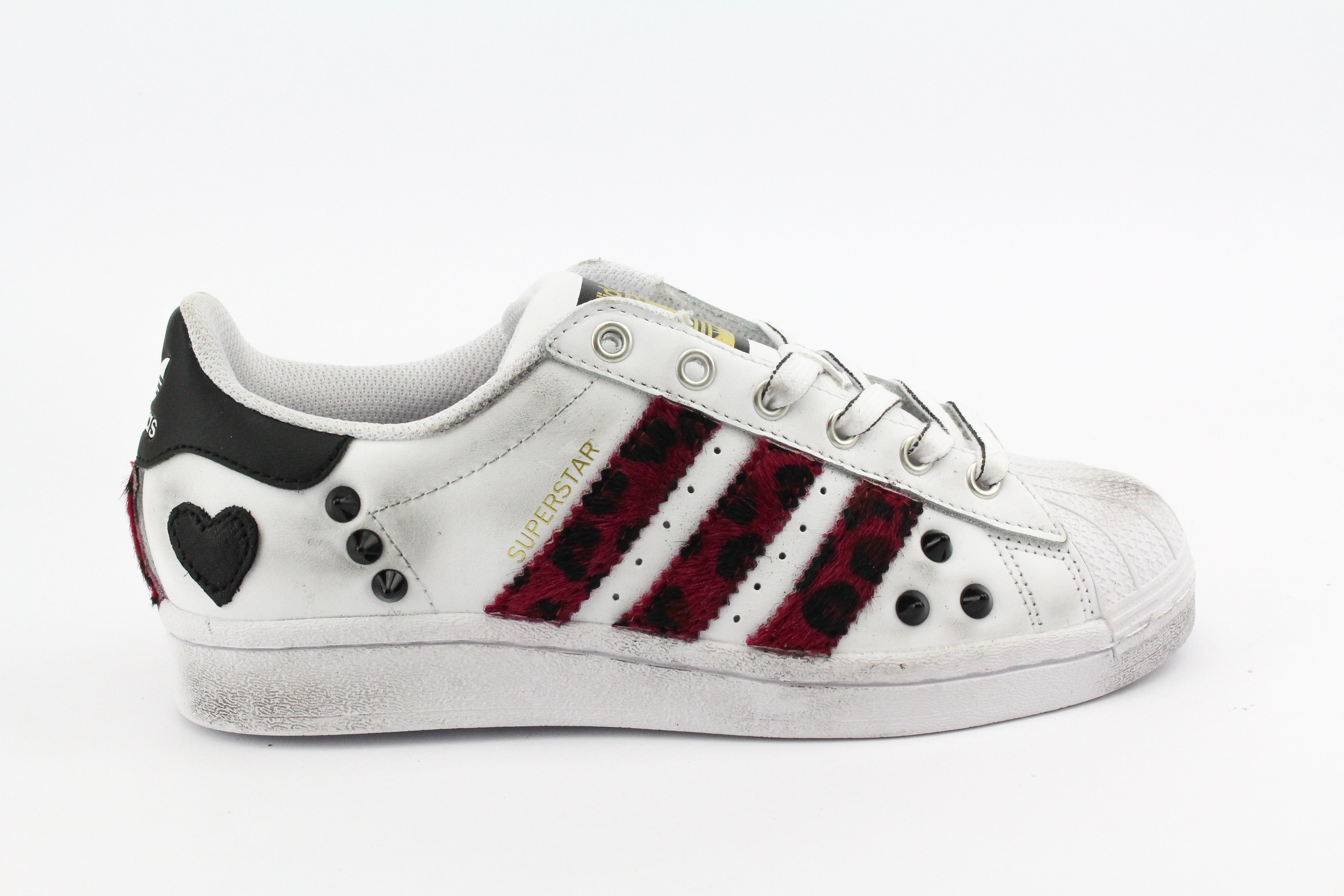 Adidas Superstar Spotted Red Studs &amp; Heart
