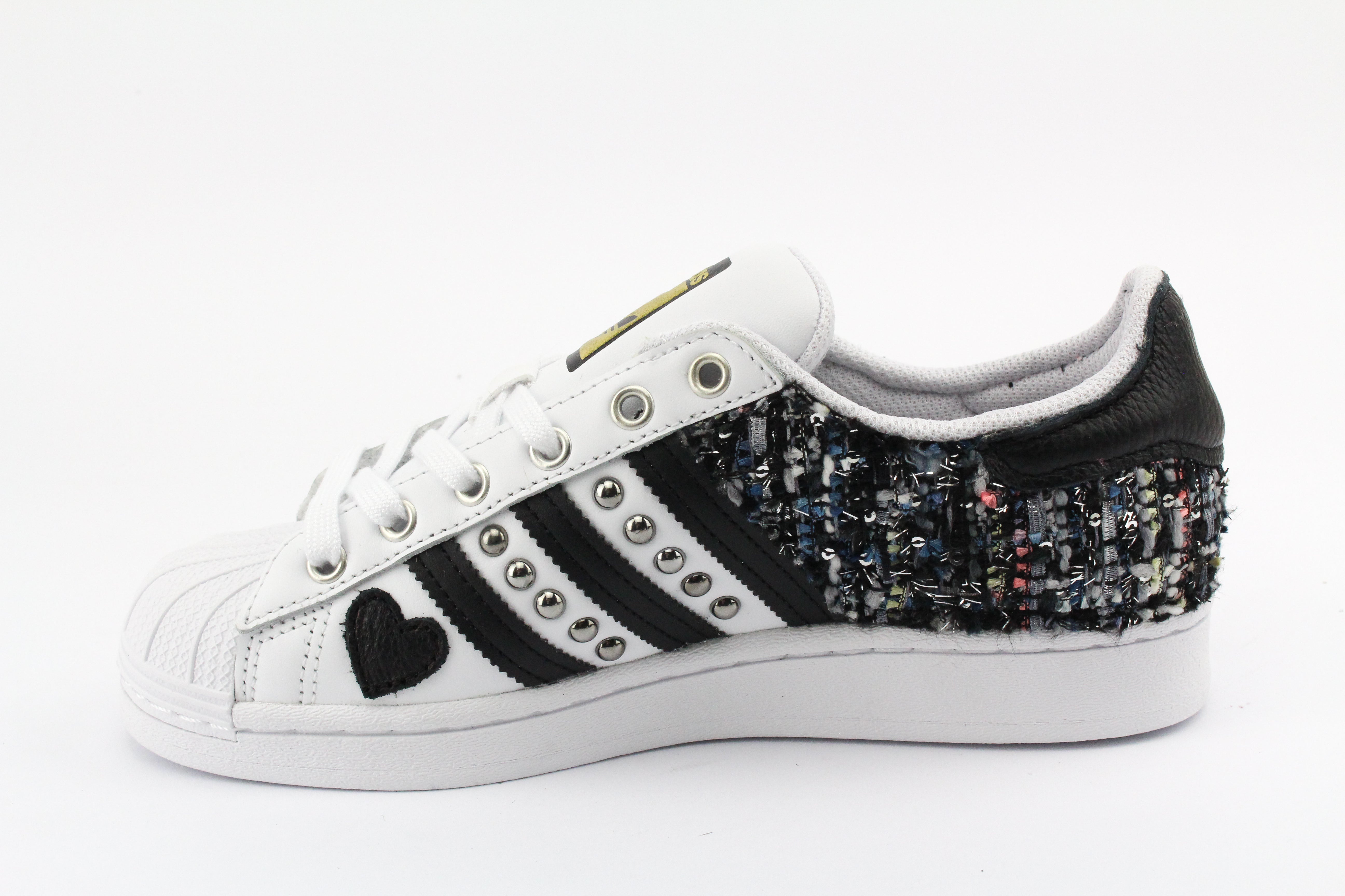 Adidas Superstar Black Tweed Glitter &amp; Studs