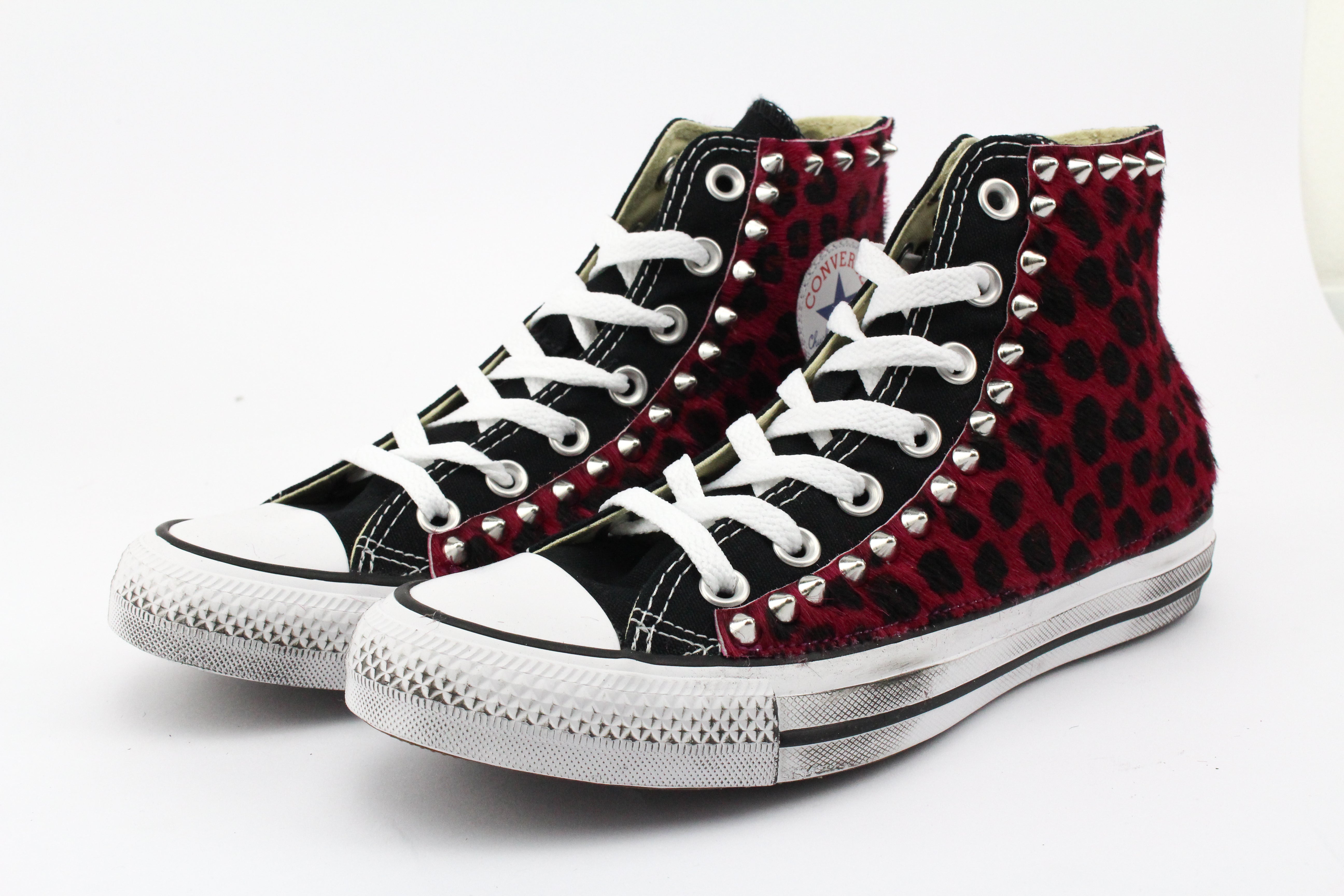 Converse All Star Black Maculate Rosso & Borchie