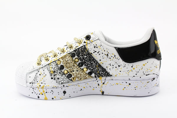 Adidas Superstar Bold Glitter Gold Studs &amp; Patent