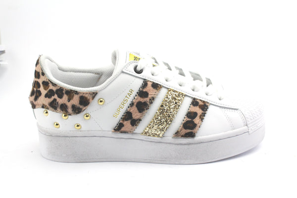Adidas Superstar Bold Spotted Pink Glitter &amp; Gold Studs