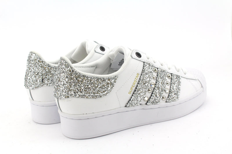 Adidas Superstar Bold Glitter Silver Strass & Borchie