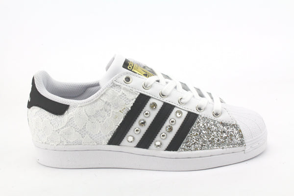 Adidas Superstar Pizzo White Glitter Argento