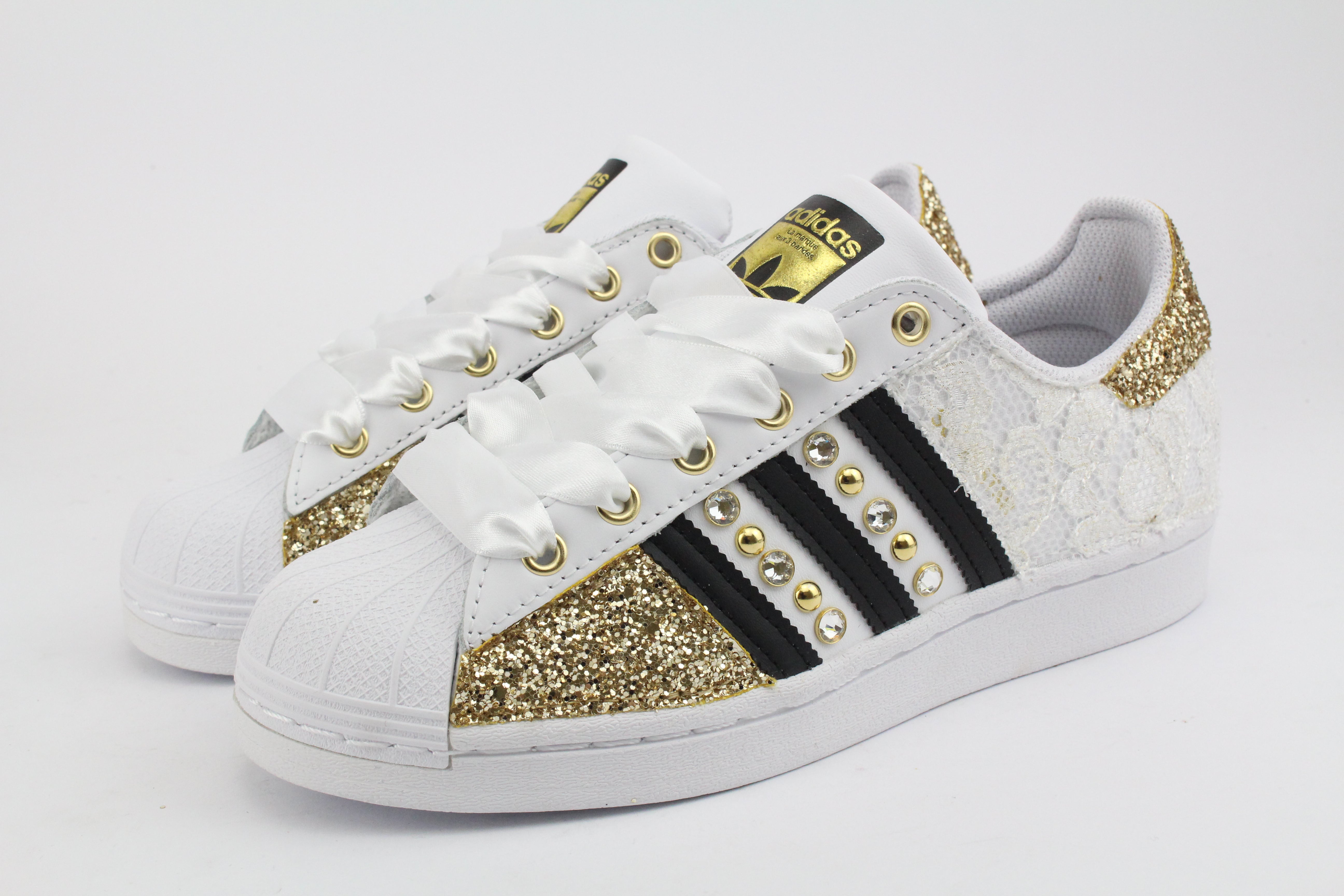 Adidas Superstar Lace White Glitter Gold