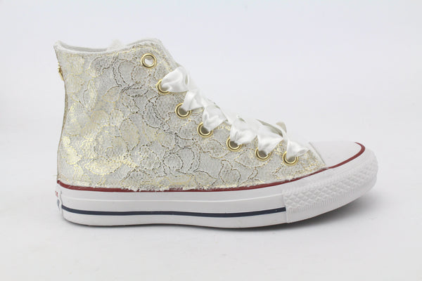 Converse All Star White Gold Lace &amp; Satin Laces