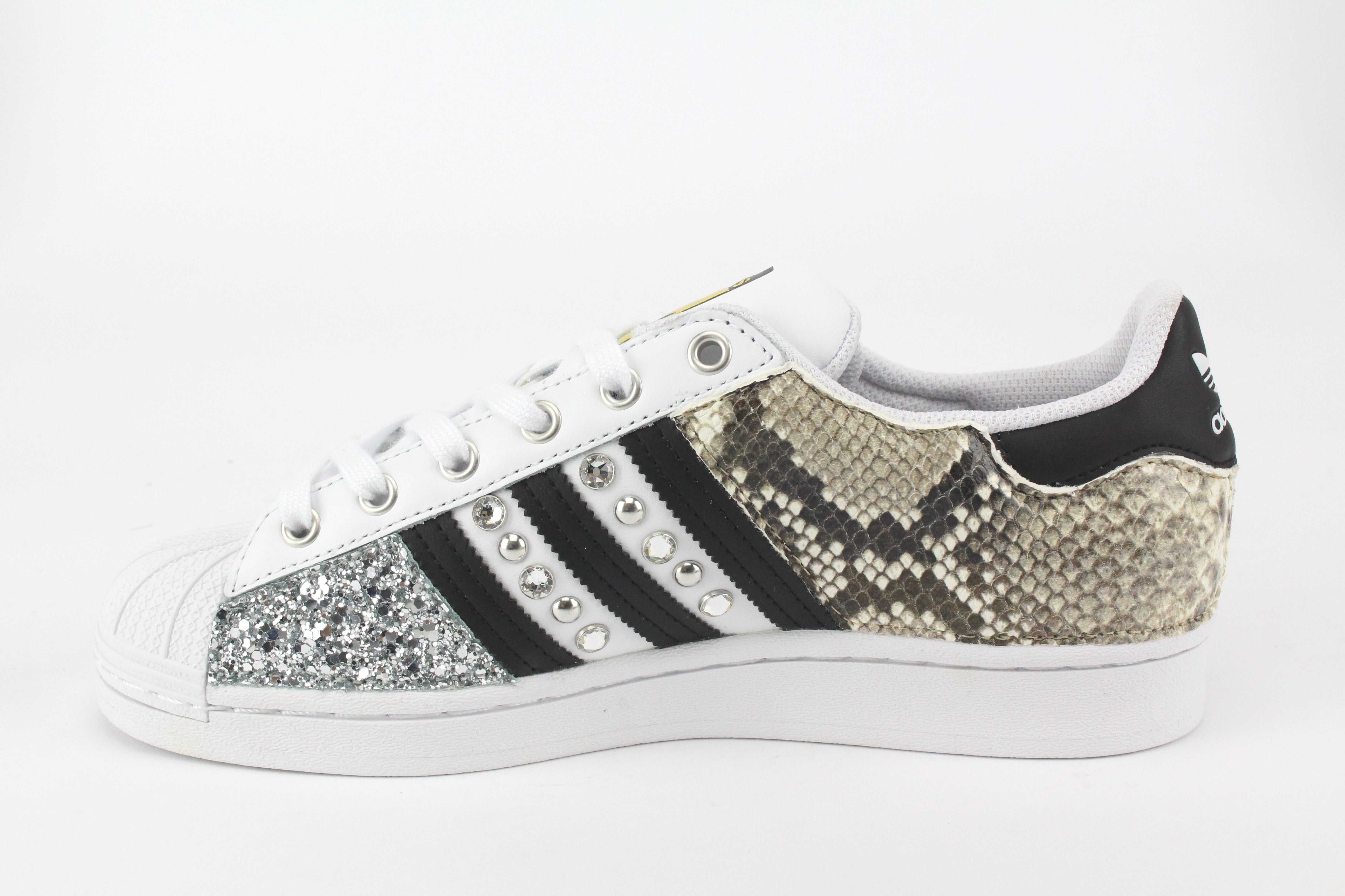 Adidas Superstar Python Rhinestone &amp; Silver Glitter Studs
