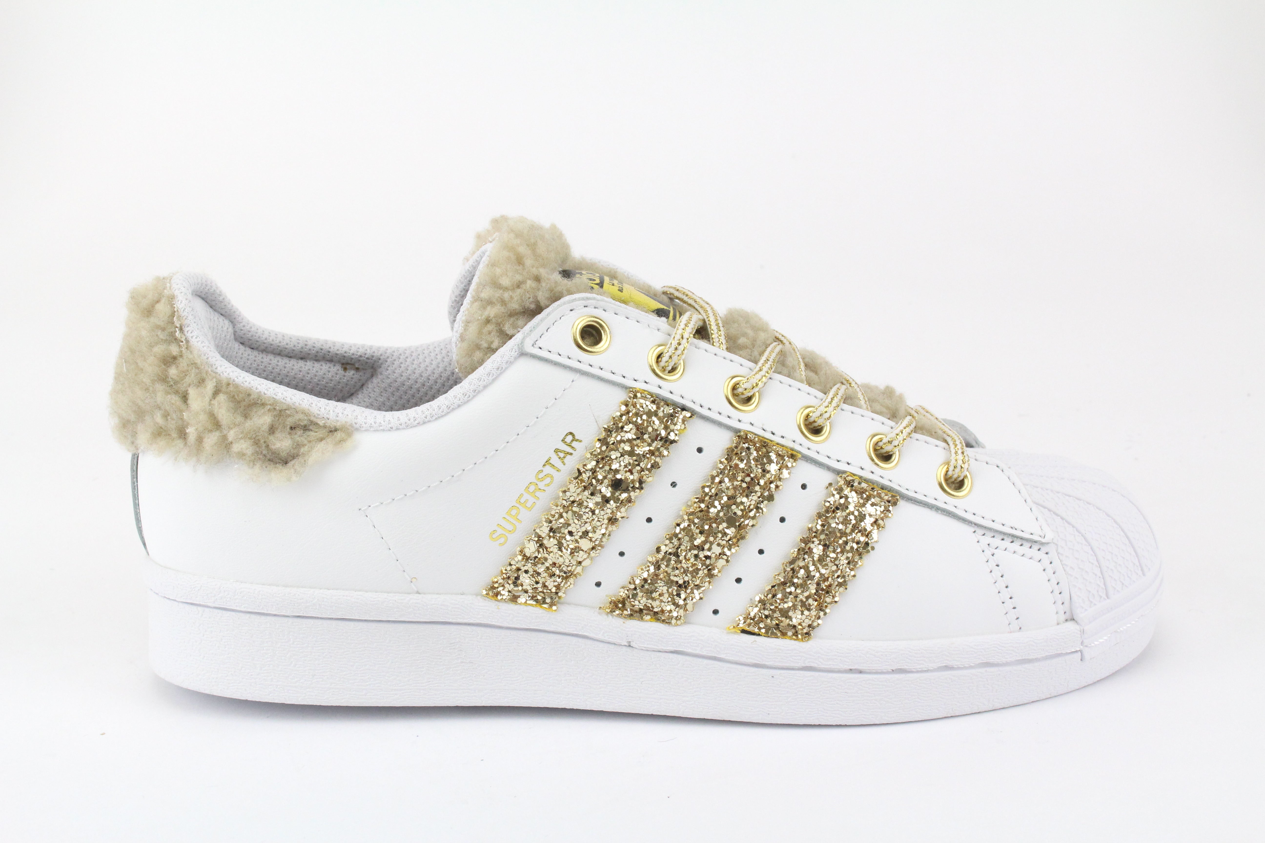 Adidas Superstar Lamb Beige &amp; Glitter Gold