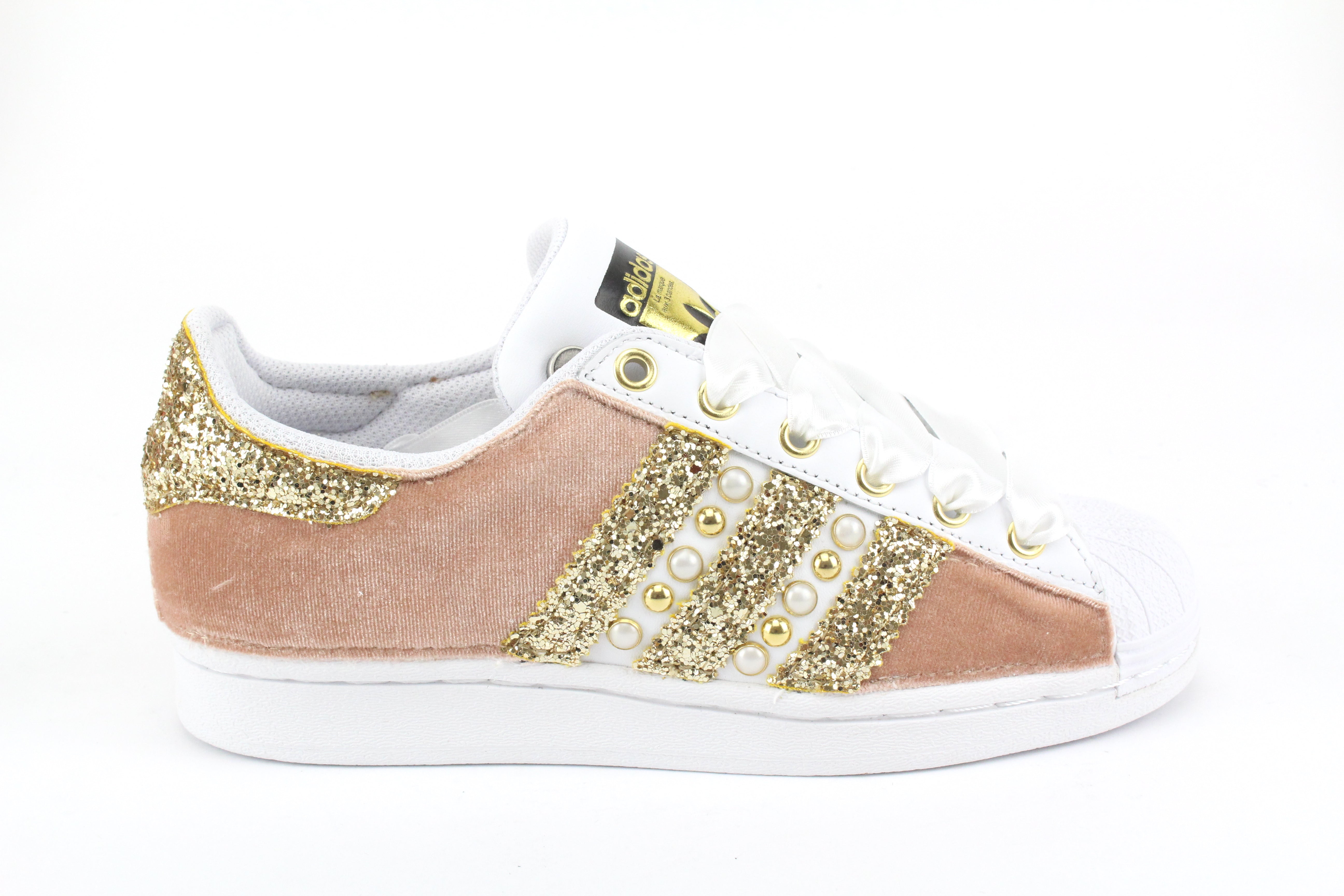 Adidas Superstar Velvet Pink &amp; Gold