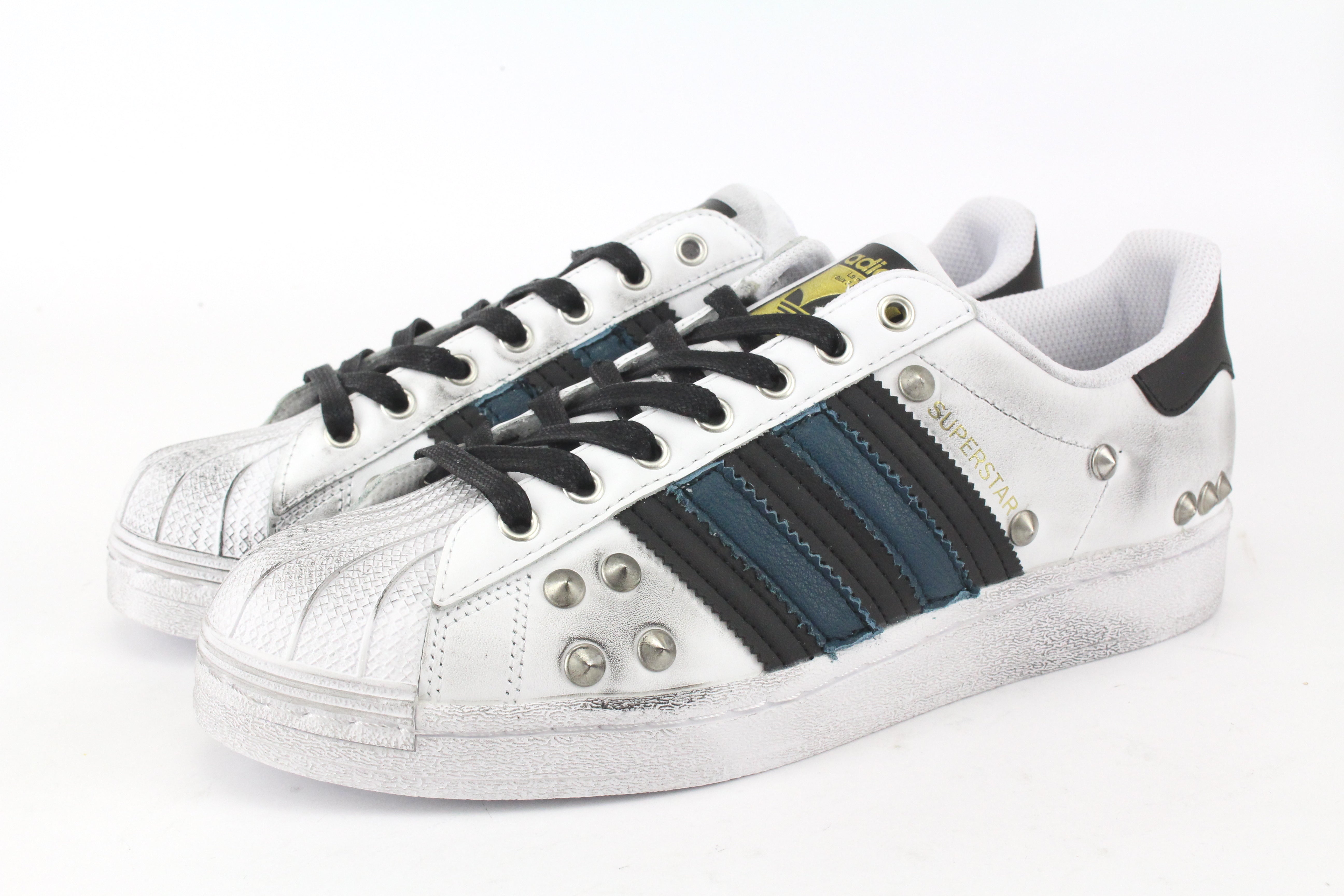 Adidas Superstar Silver Studs &amp; Petroleum Leather