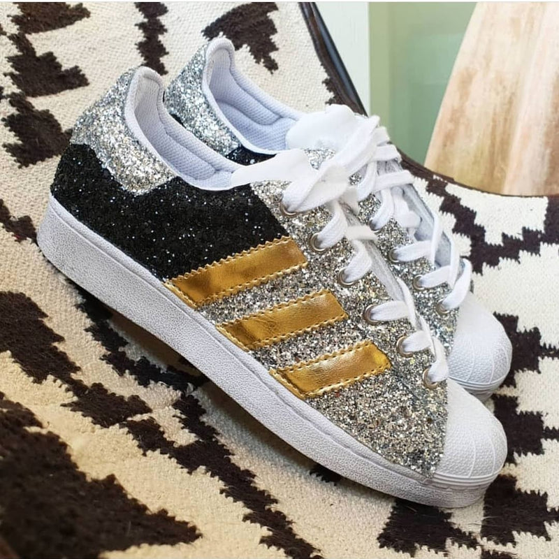 Adidas Superstar Gold Total Glitter Black & Silver