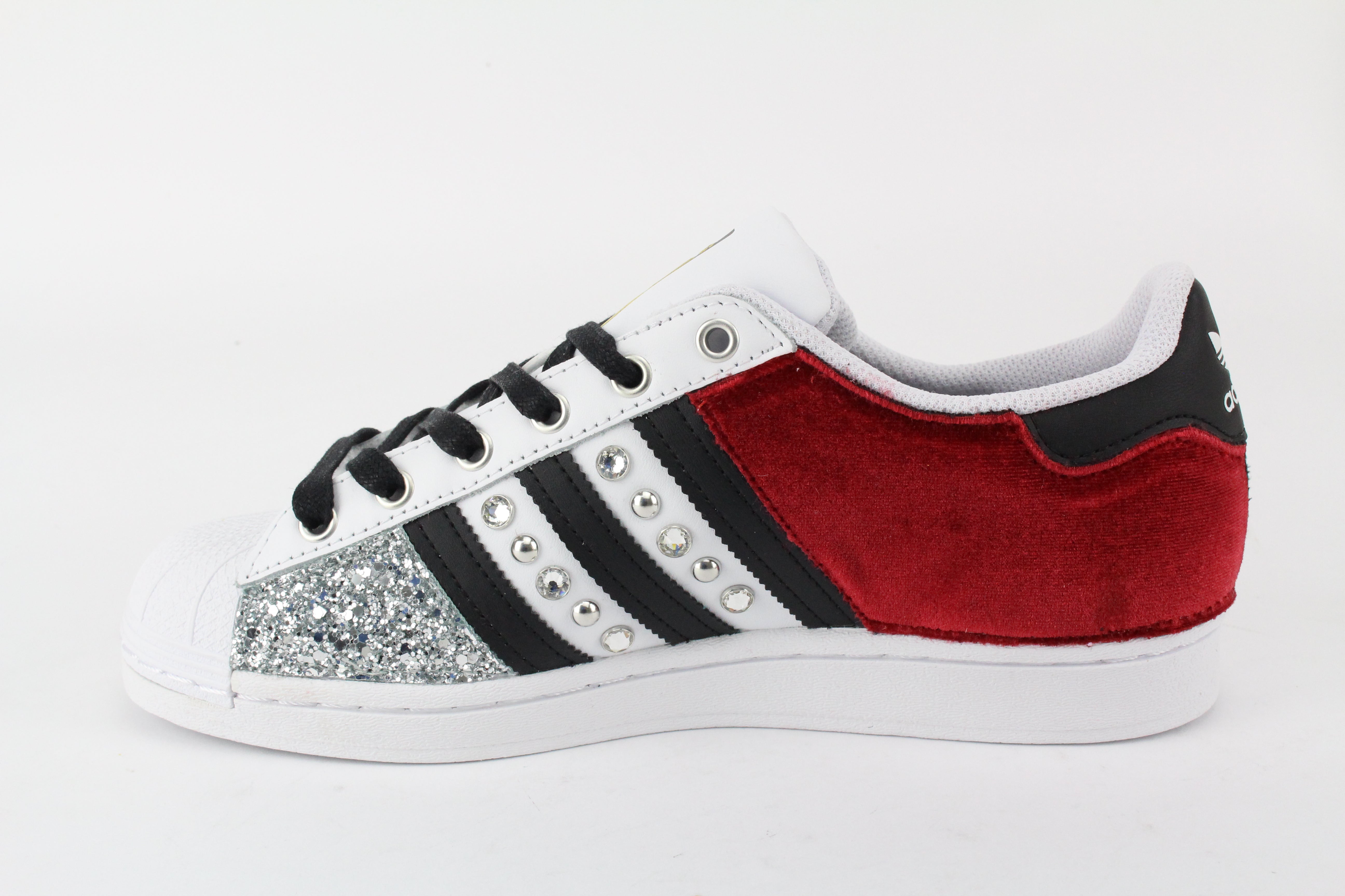 Adidas Superstar Velvet Red &amp; Silver