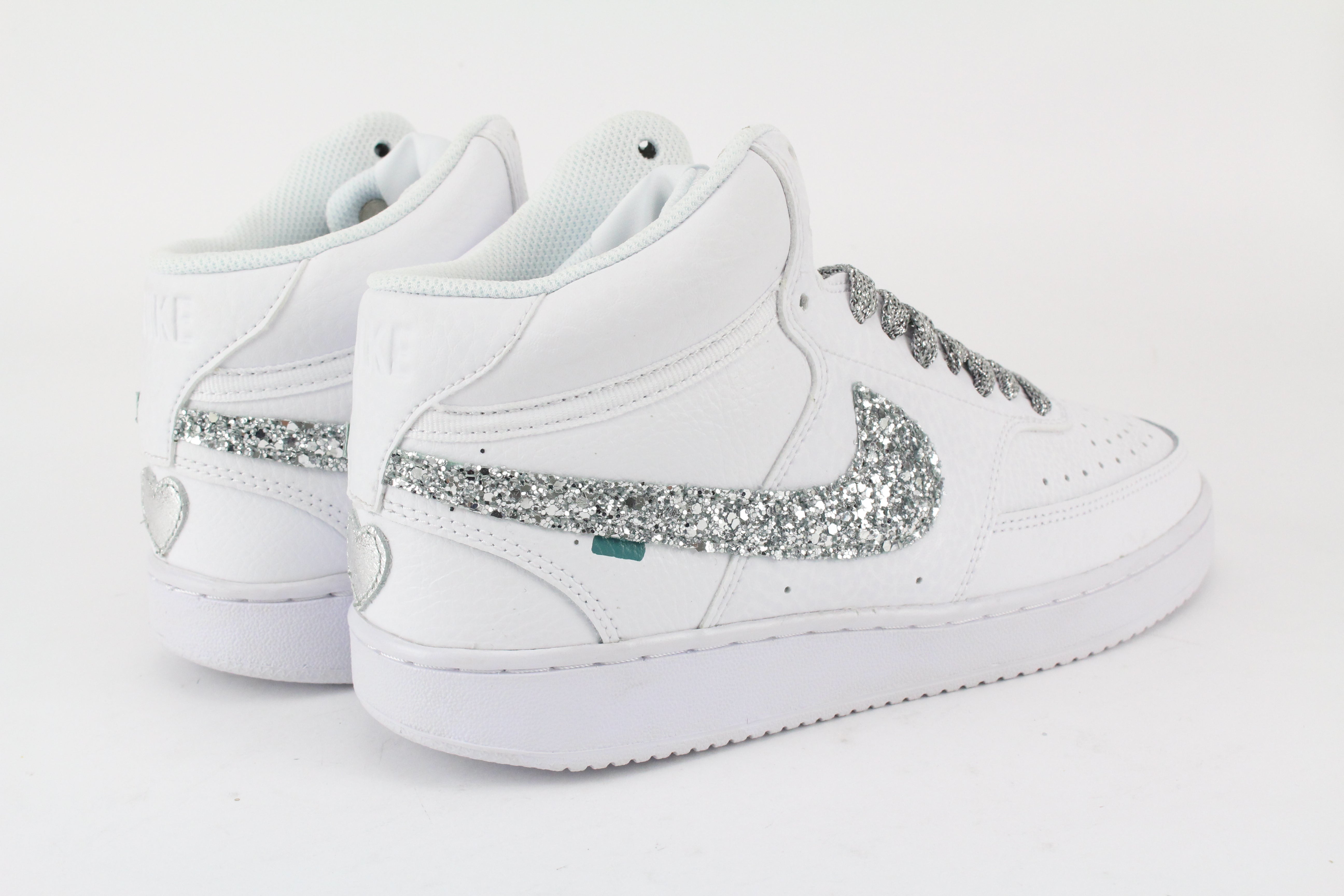 Nike Court Vision MID Glitter Silver &amp; Embroidery