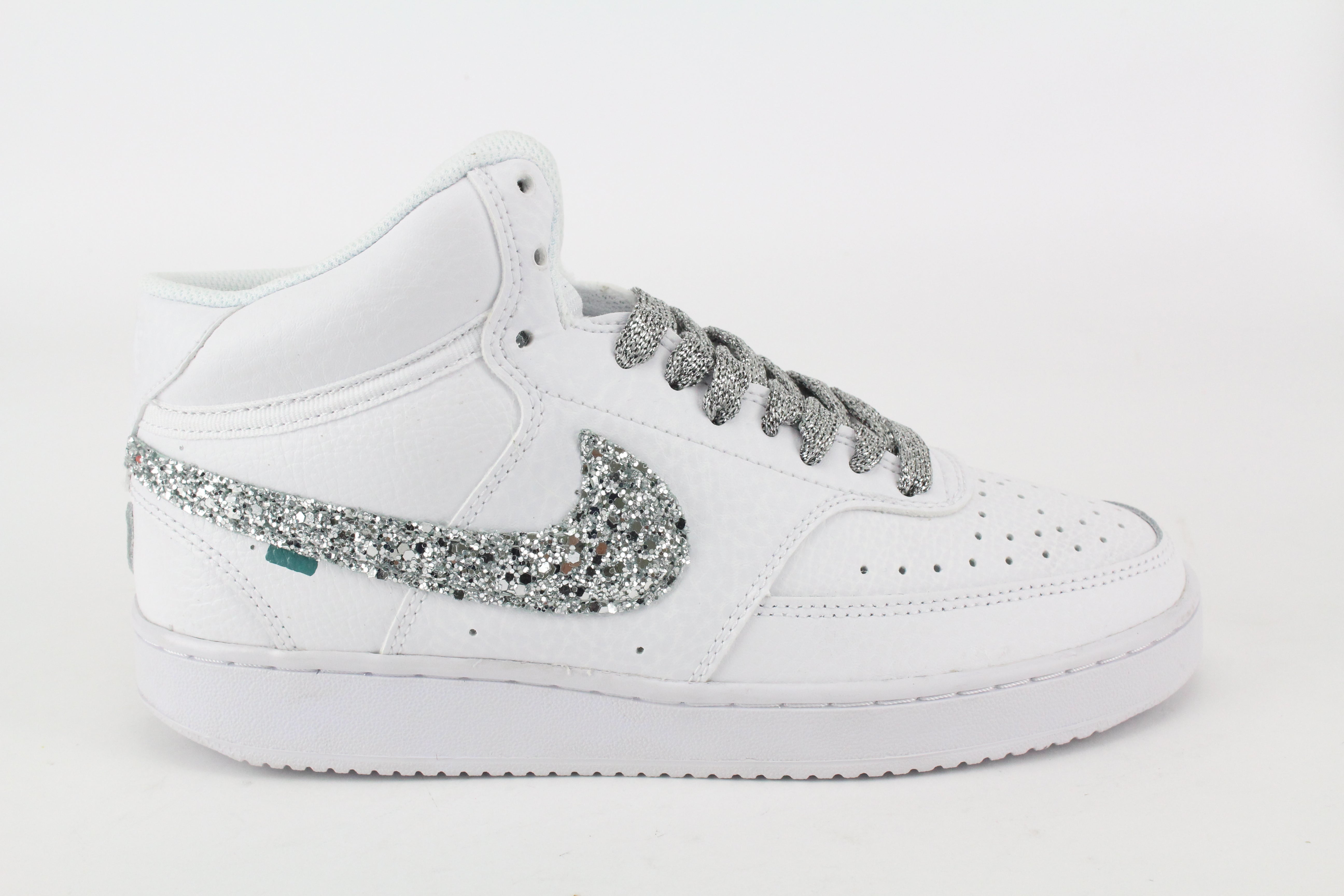 Nike Court Vision MID Glitter Silver &amp; Embroidery