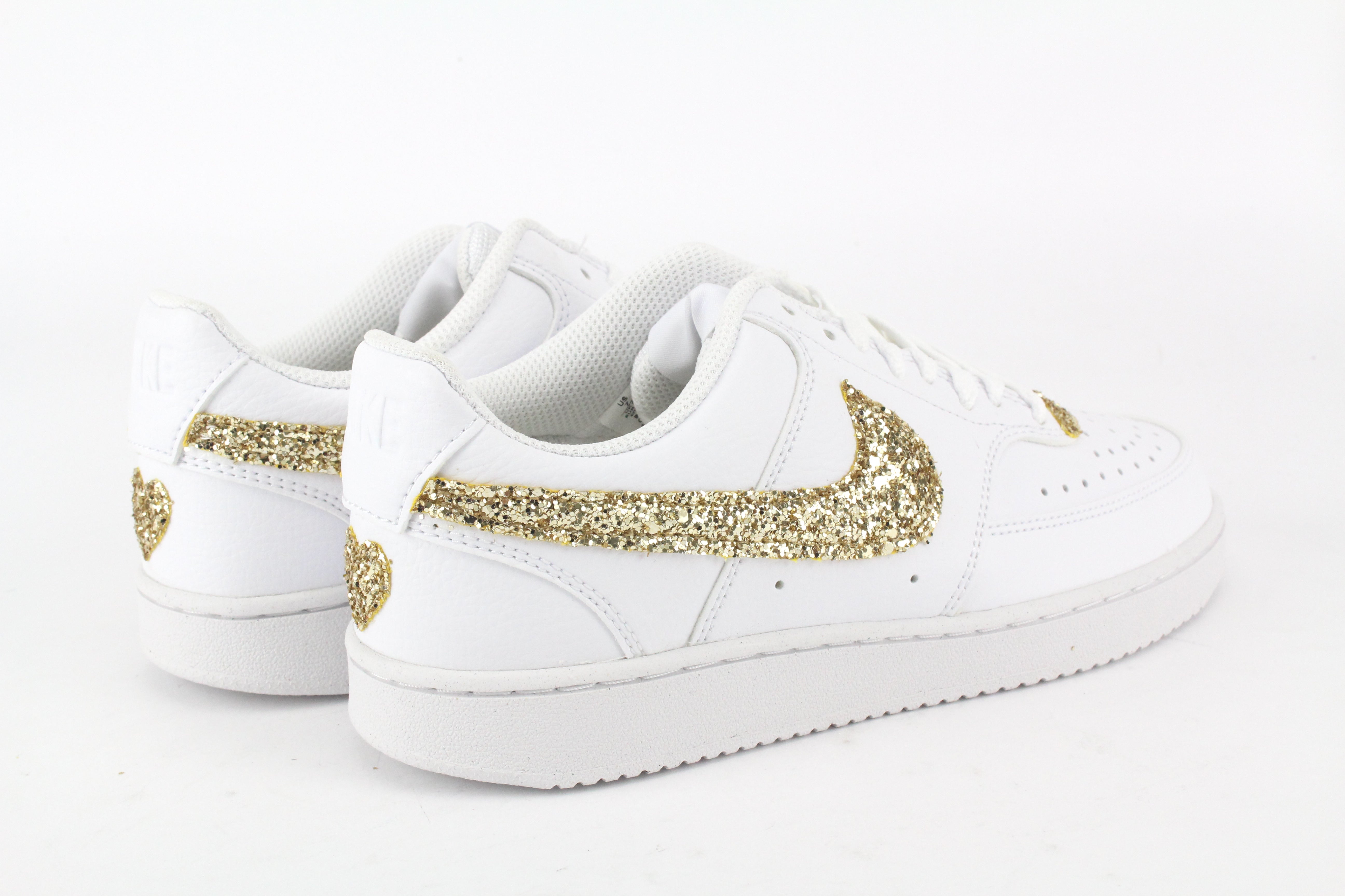 Nike Court Vision Low Silver Glitter &amp; Embroidery