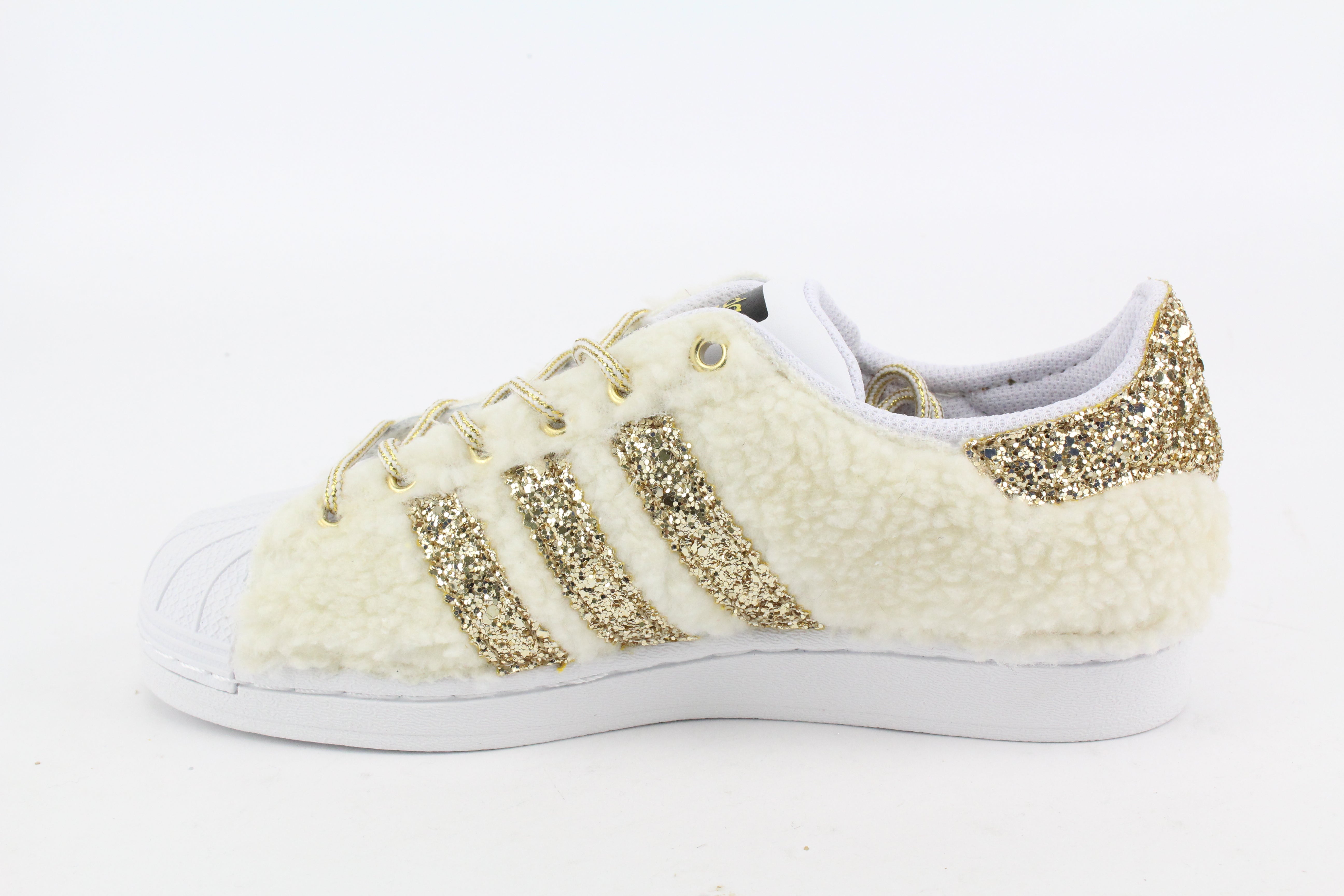 Adidas Superstar Lamb White &amp; Glitter Gold