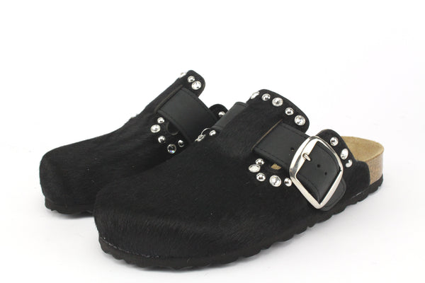 Black Chain Sabot Sandals