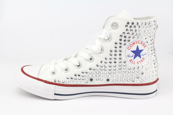 Converse All Star White Silver Glitter &amp; Studs
