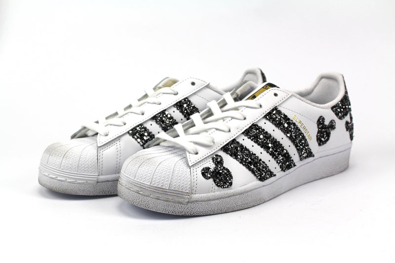 Adidas Superstar Personalizzate Topolini Black Silver Glitter