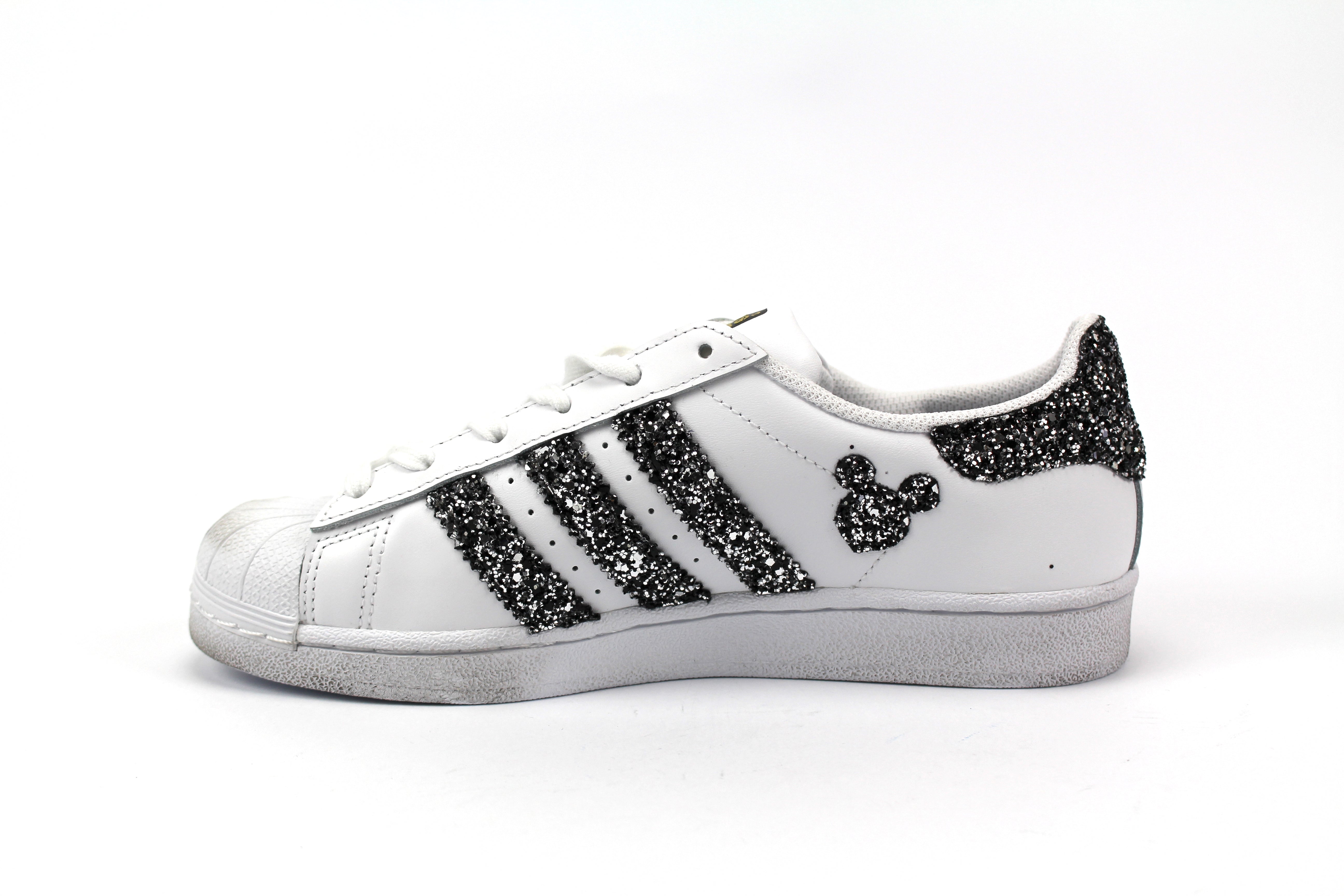 Adidas Superstar Personalizzate Topolini Black Silver Glitter