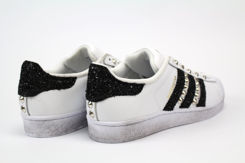 Adidas Superstar Personalizzate Black Glitter e Borchie