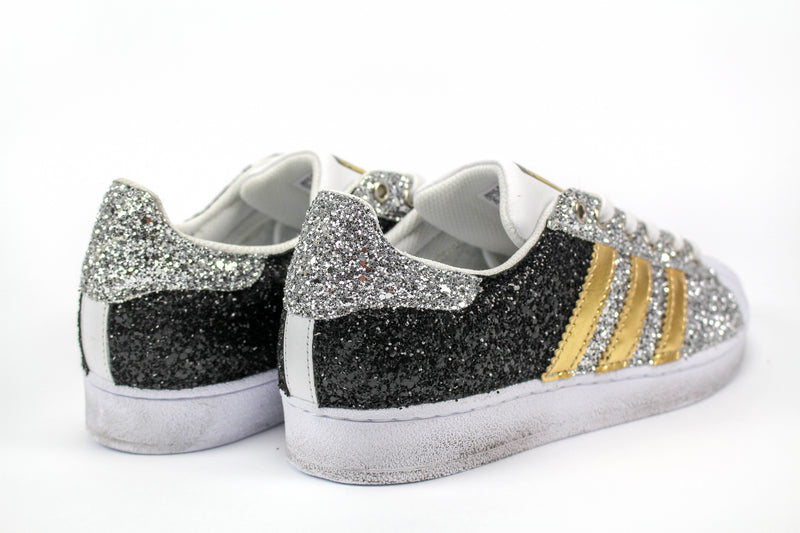 Adidas Superstar Gold Total Glitter Black & Silver