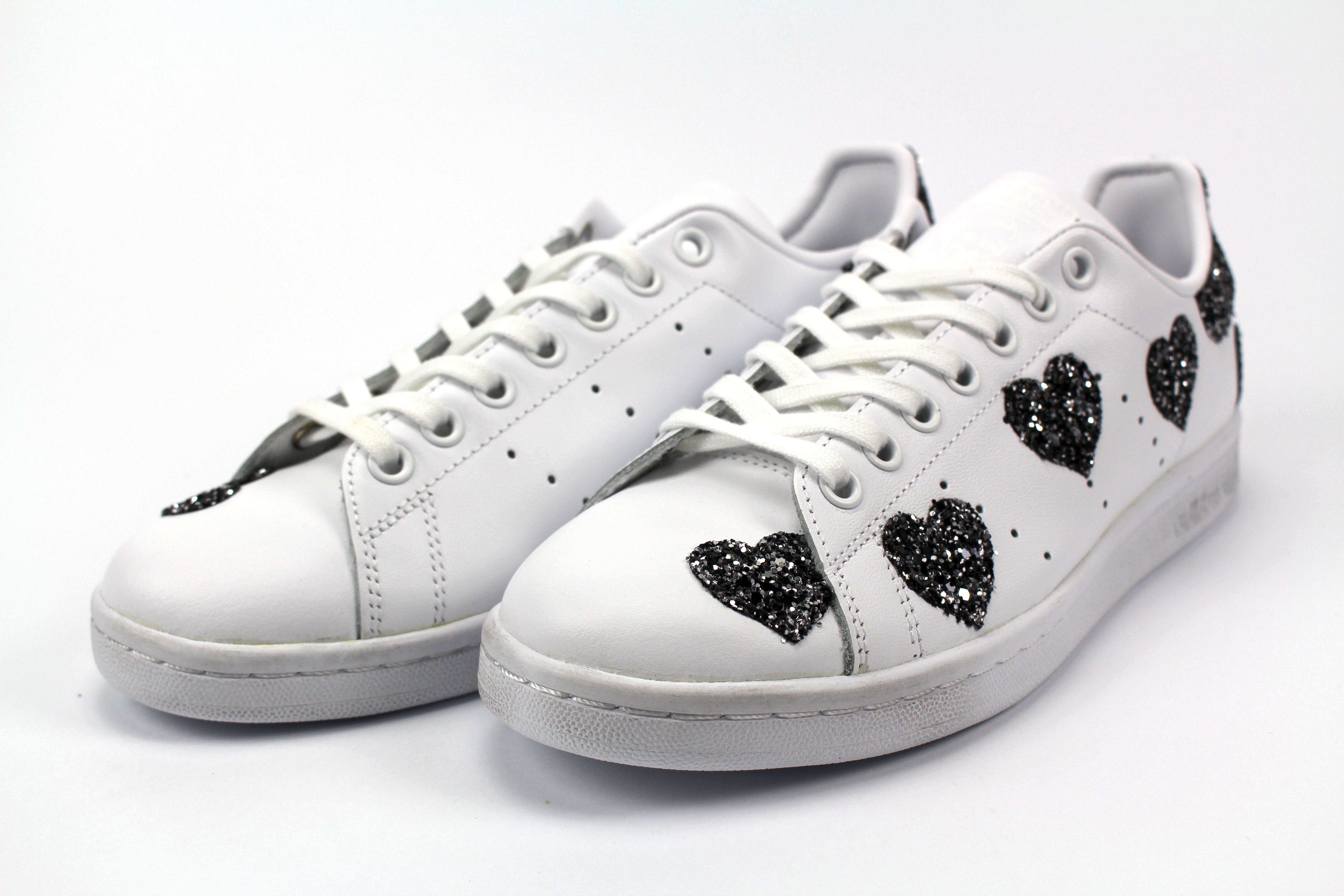 Adidas Stan Smith Hearts Black Silver Glitter