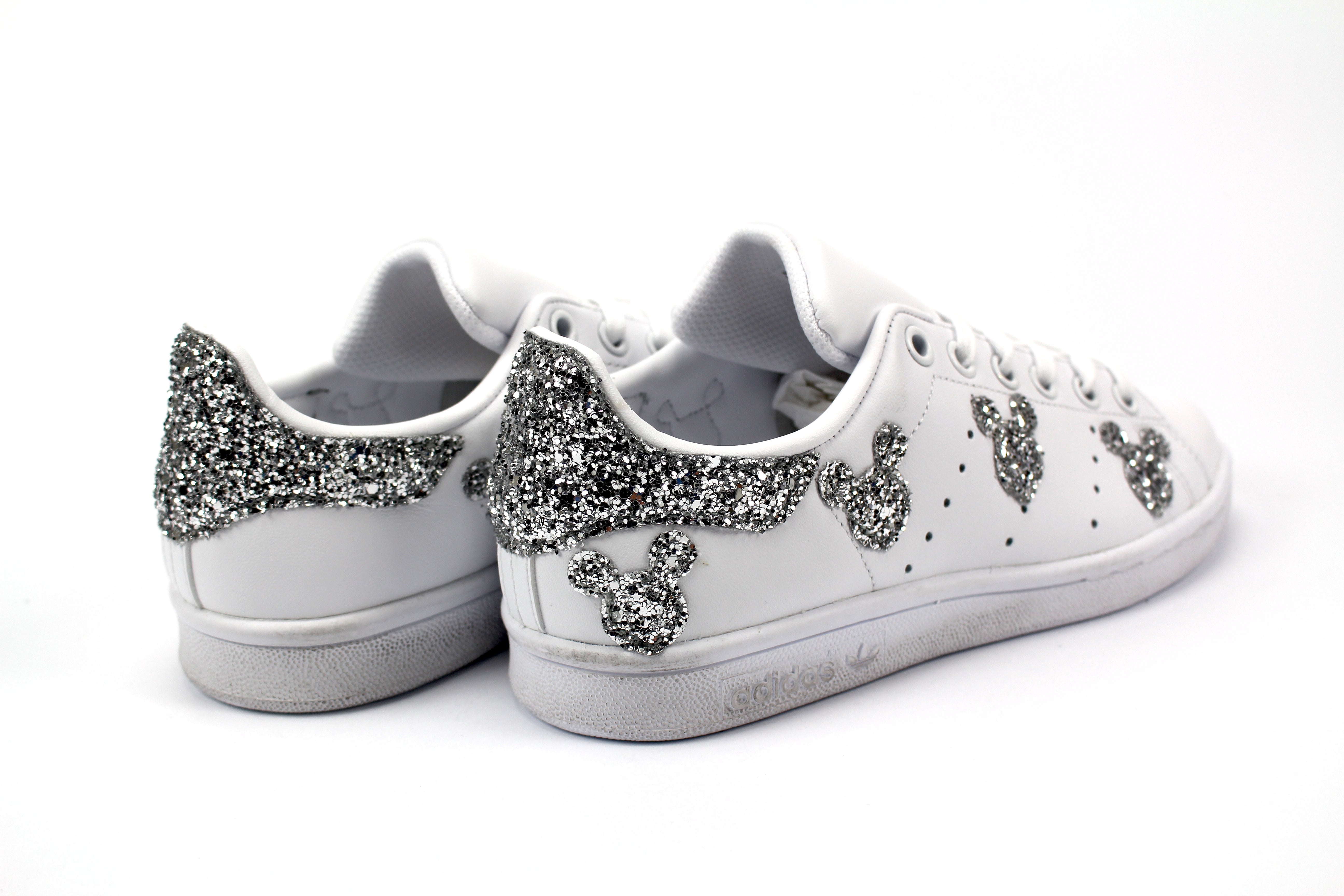 Adidas Stan Smith Personalizzate Topolini Silver Glitter