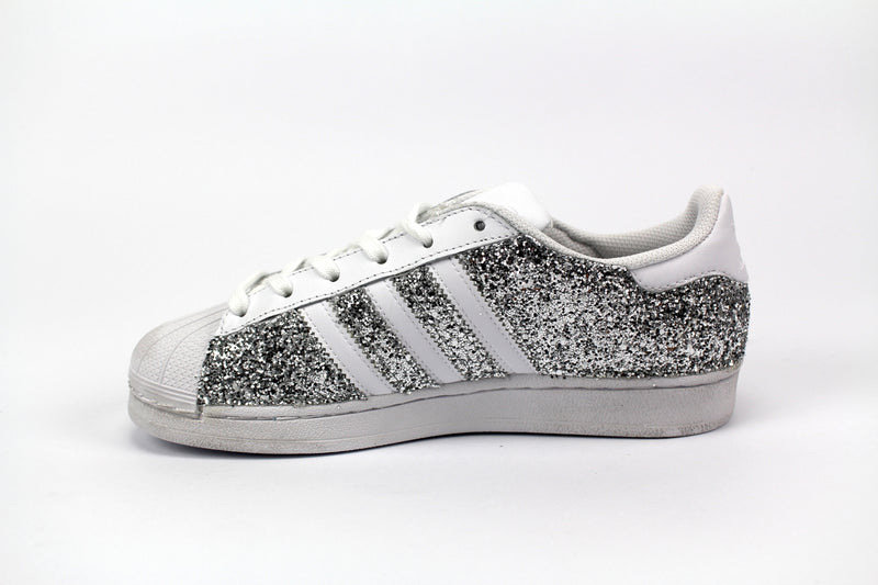 Adidas Superstar White & Total Glitter Silver