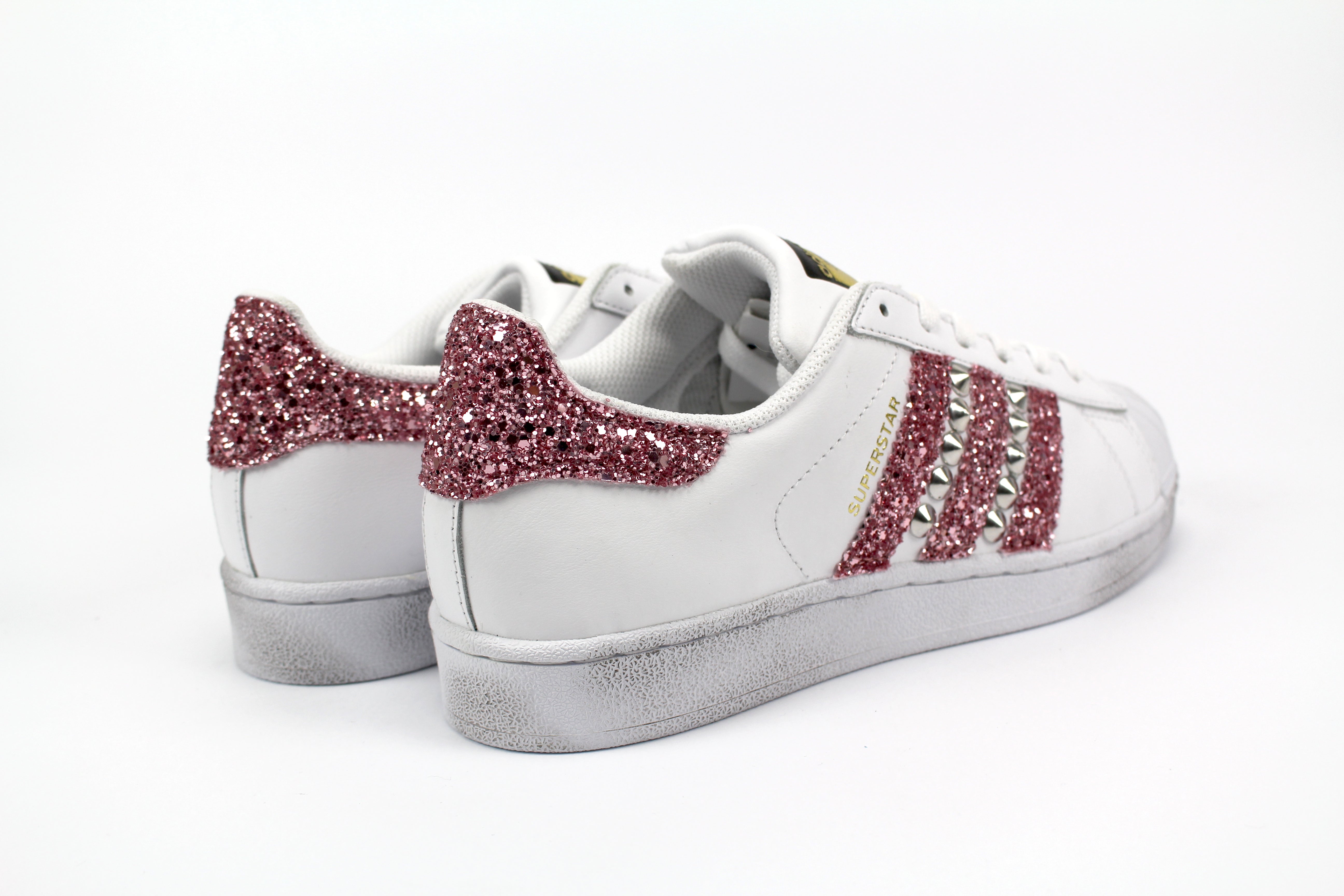 Adidas Superstar Personalizzata Pink Glitter e Borchie
