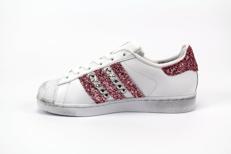 Adidas Superstar Personalizzata Pink Glitter e Borchie