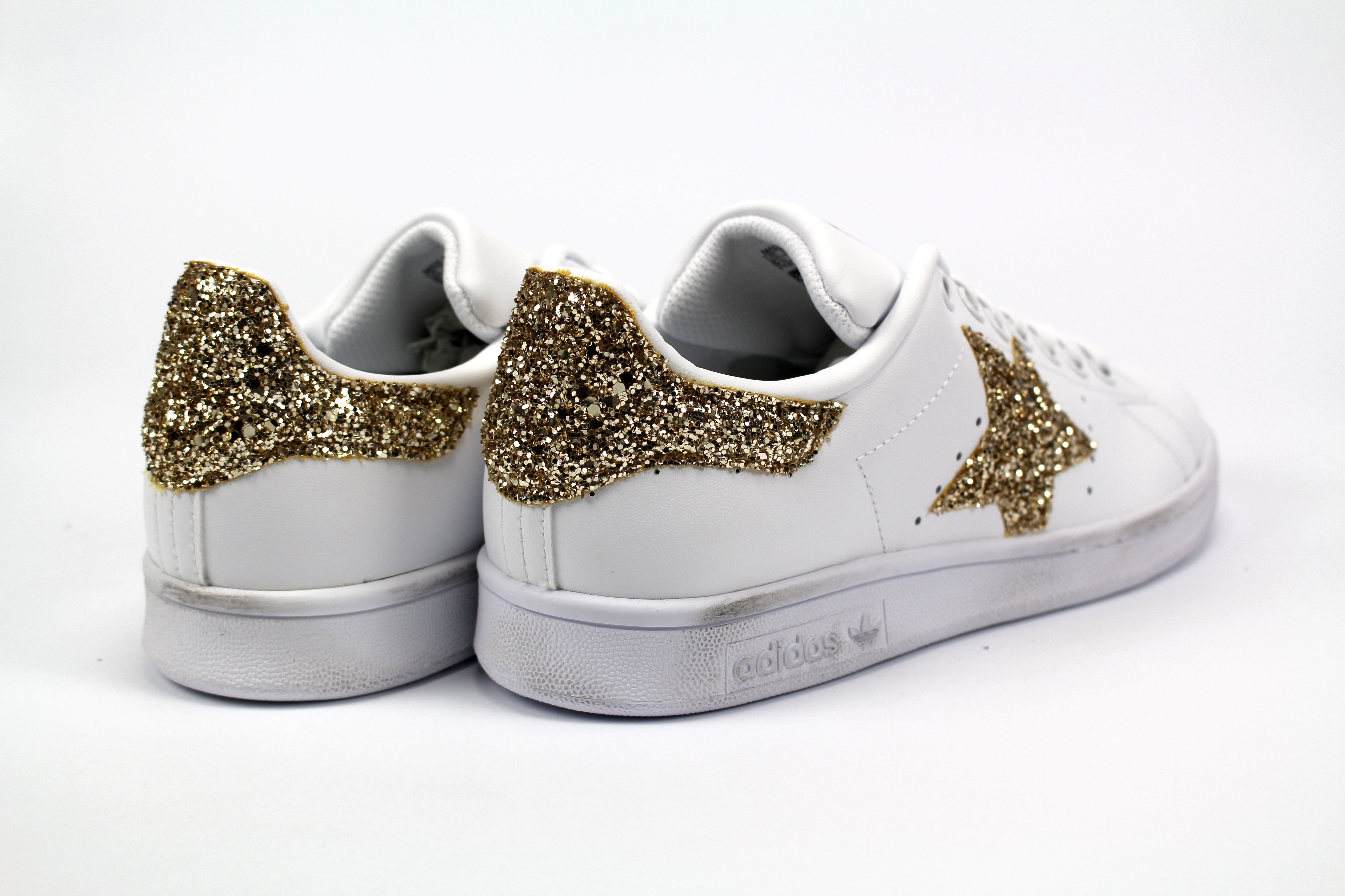 Adidas Stan Smith personalizzata stella glitter oro