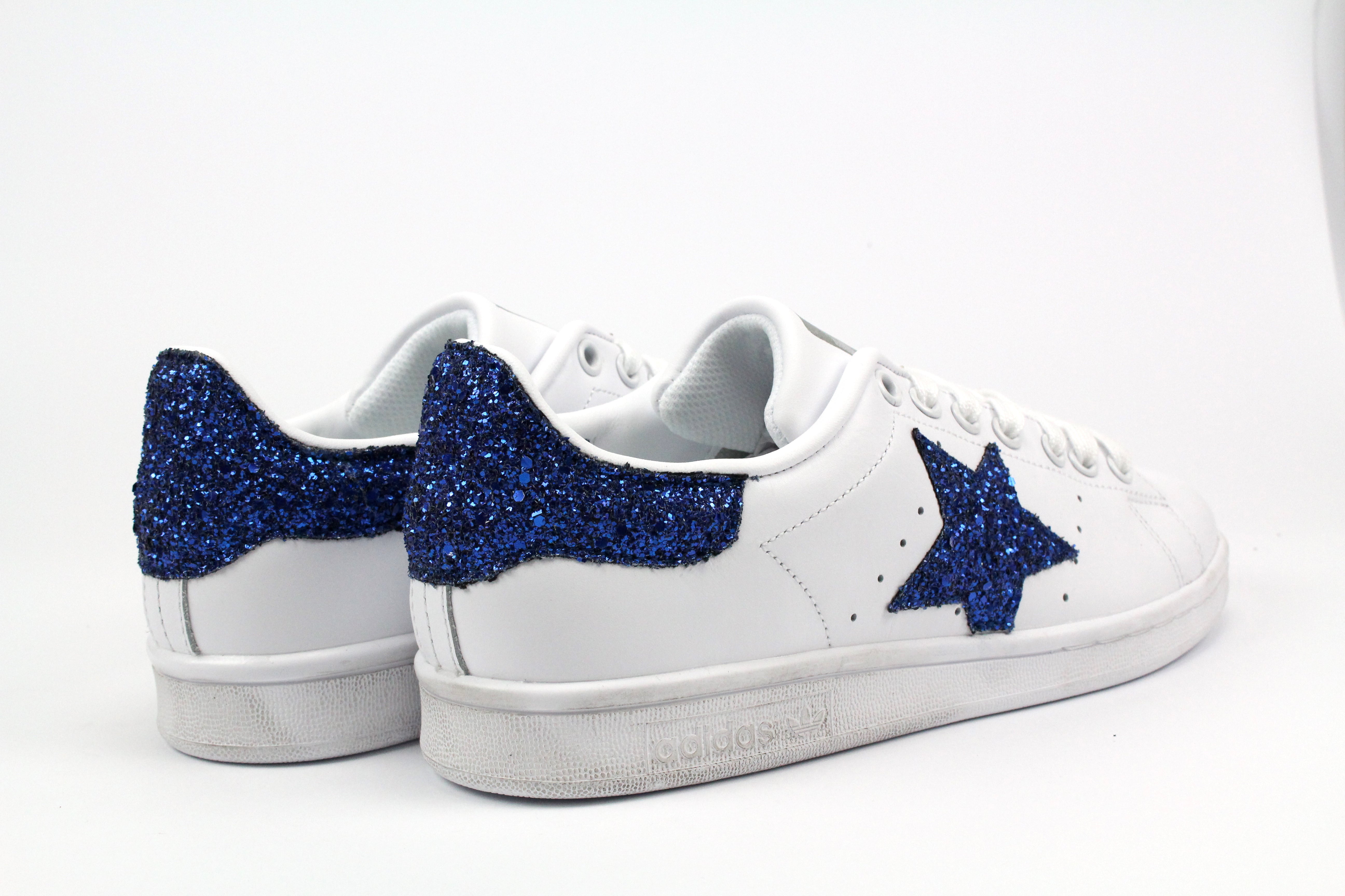Adidas Stansmith personalizzata con stella glitter bluette