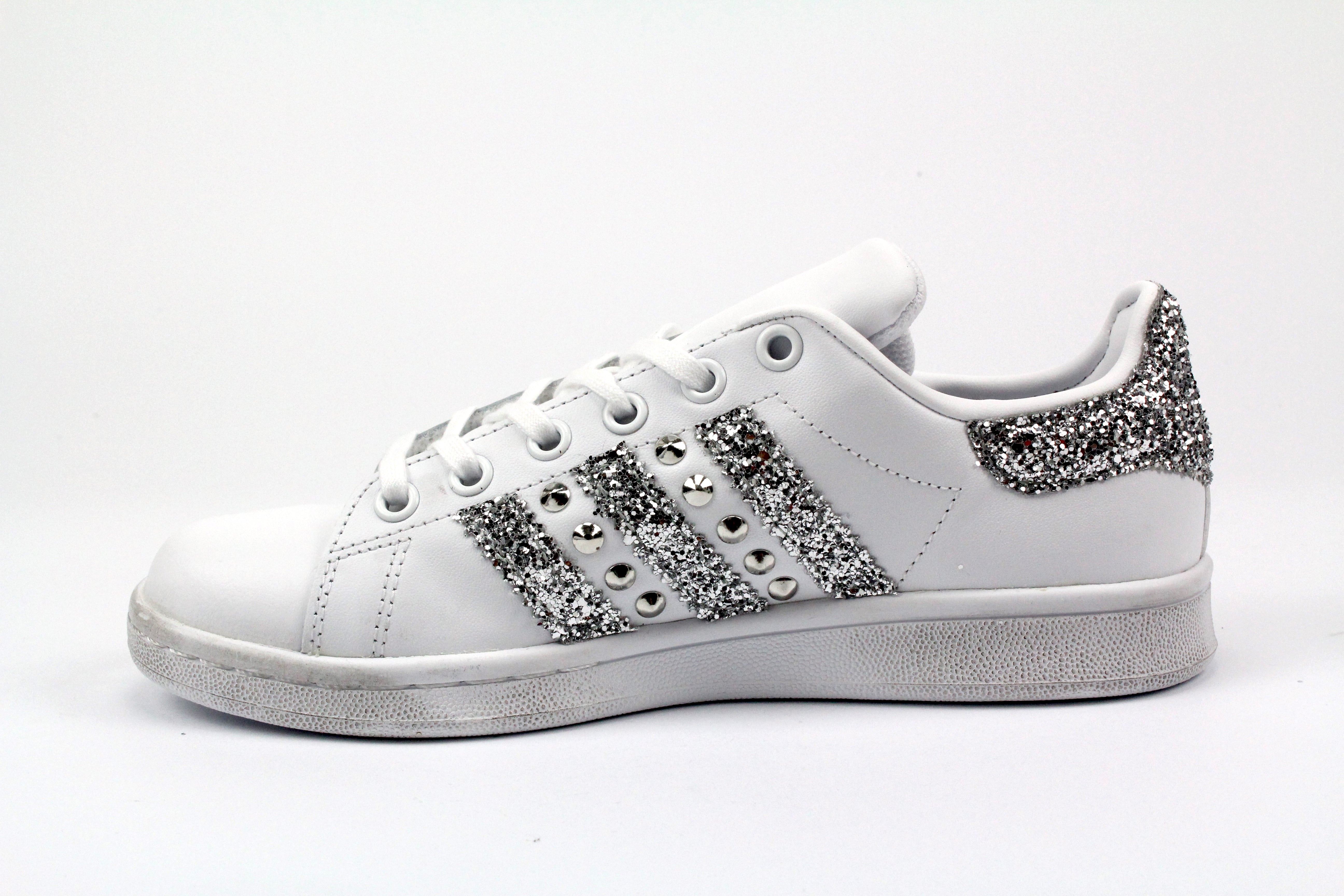 Adidas Stan Smith Personalizzate Silver Glitter & Borchie