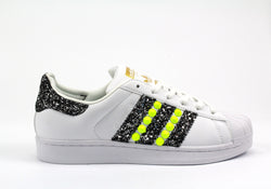 Adidas Superstar Yellow Fluo & Black Glitter Personalizzate