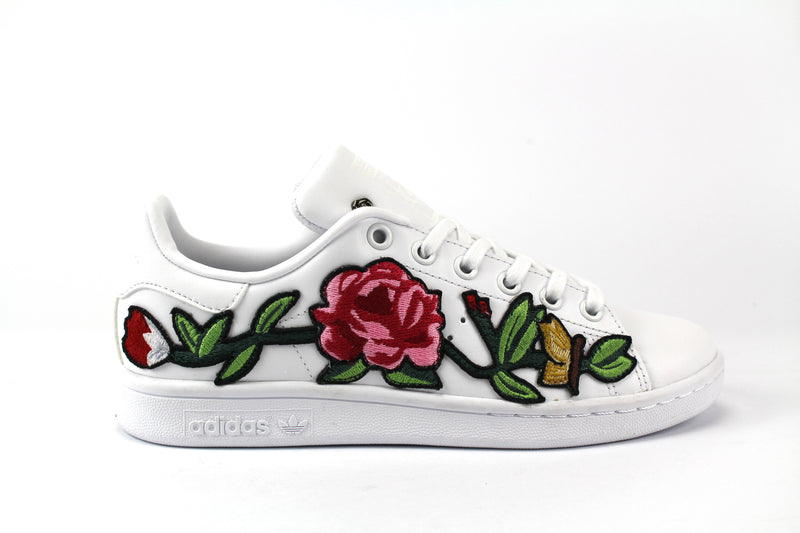 Adidas Stan Smith Total White &amp; Pink Embroidery