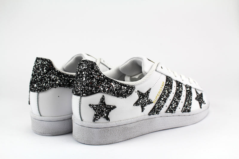 Adidas Superstar Personalizzate Stelle Glitter Back Silver