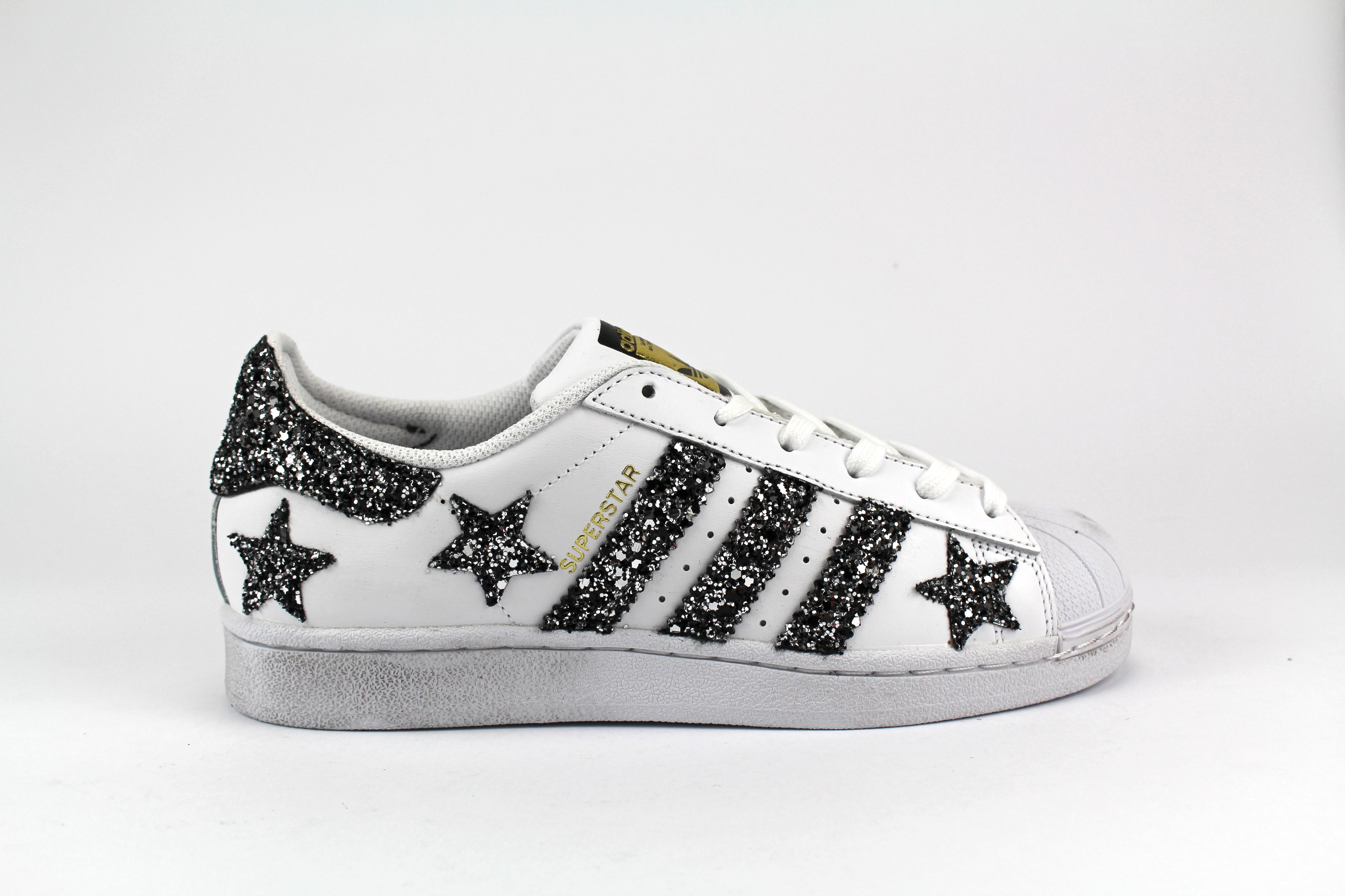 Adidas Superstar Personalizzate Stelle Glitter Back Silver