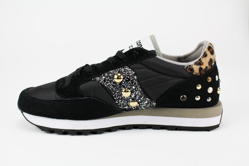 Saucony Jazz Black Personalizzate Maculate Glitter & Borchie