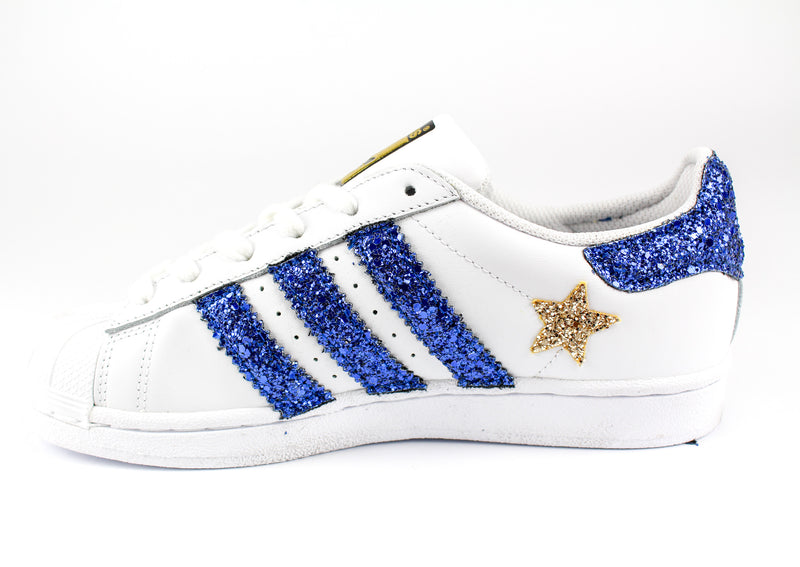 Adidas Superstar Personalizzate Stelle Glitter Gold & Bluette