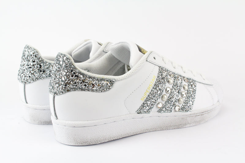 Adidas Superstar Personalizzate Silver Glitter & Strass