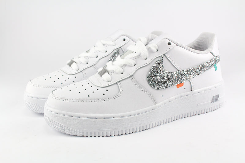 Nike Air Force One '07 Personalizzate Sport 80's Silver Glitter