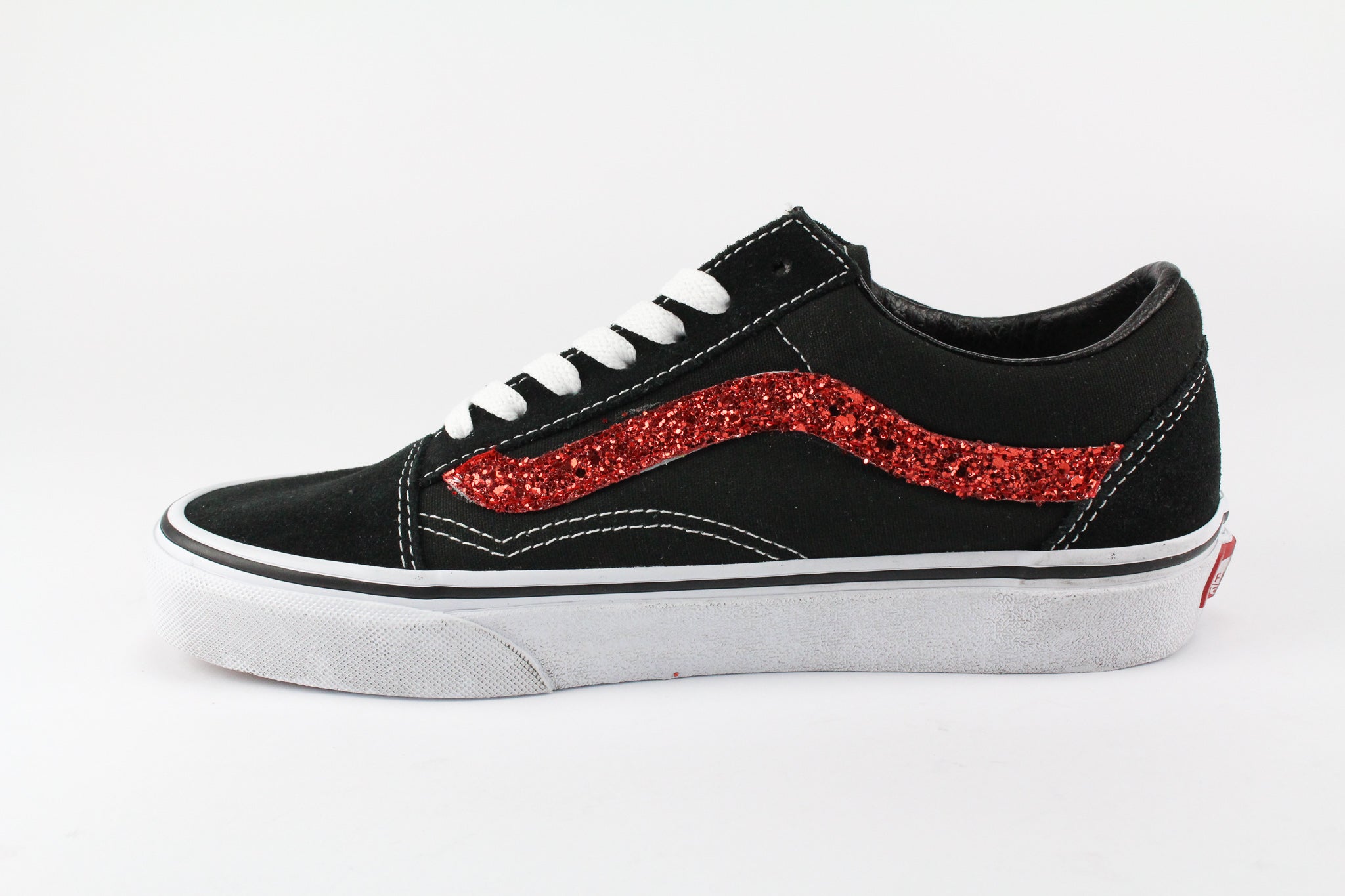 Vans Old Skool Personalizzate Red Glitter & Borchie