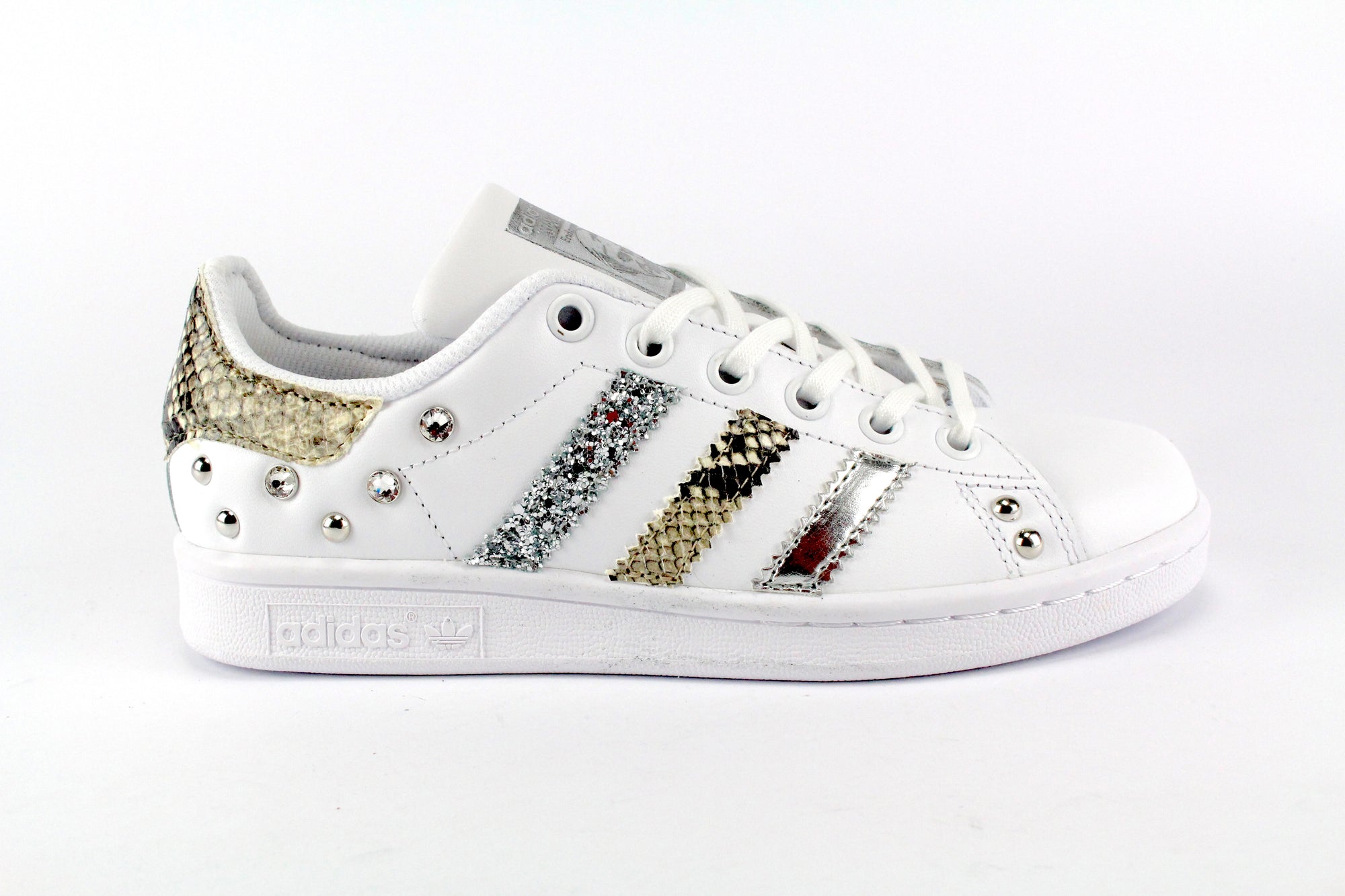 adidas gazelle silver green womens Custom Adidas Samba in Waxed Canvas, Genuine Python & Suede