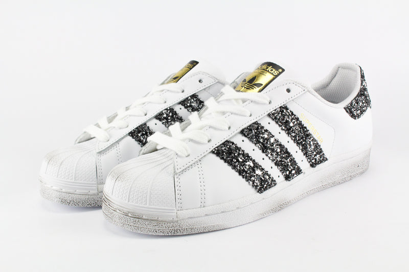 Adidas Superstar Personalizzate Black Silver Glitter