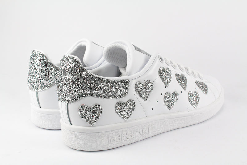 Adidas Stan Smith Personalizzate Cuori Silver Glitter