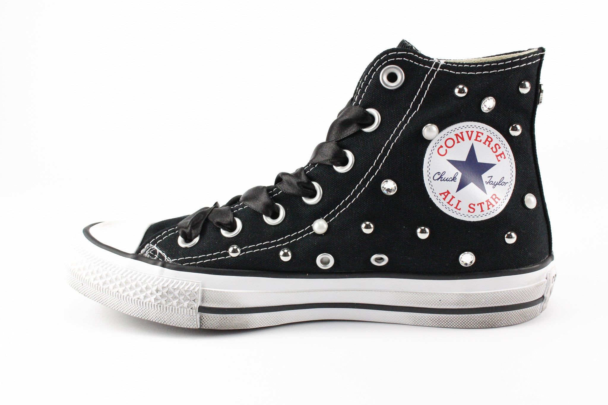 Converse All Star Black Strass &amp; Satin Laces