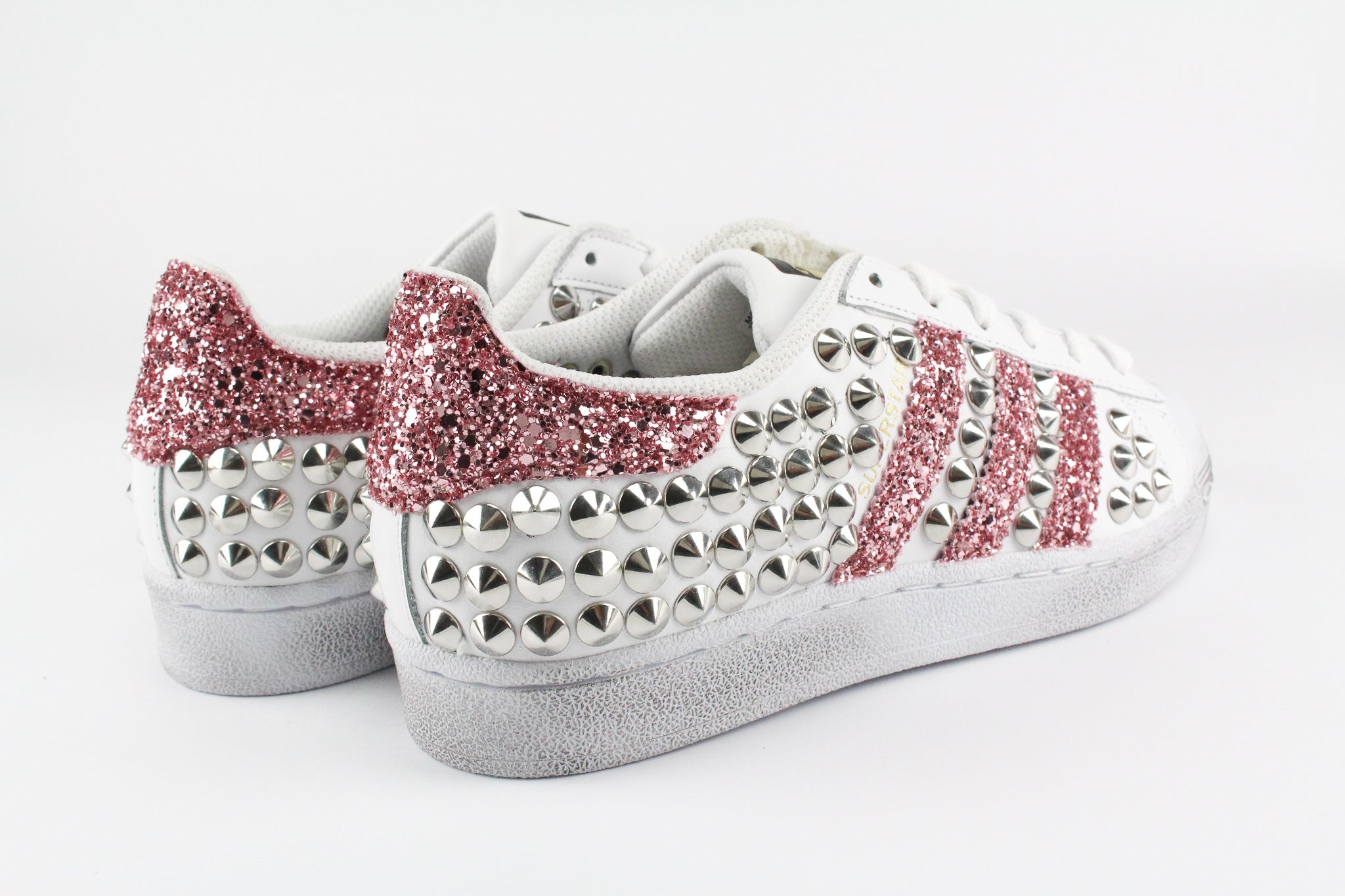Adidas Superstar Personalizzate Total Borchie & Pink Glitter